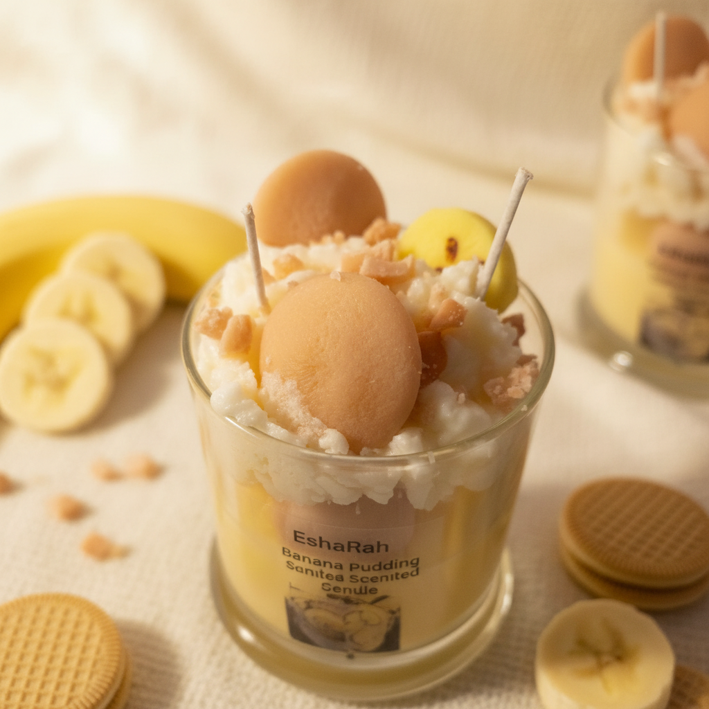 Banana Pudding Sundae Candle - Top Close-Up