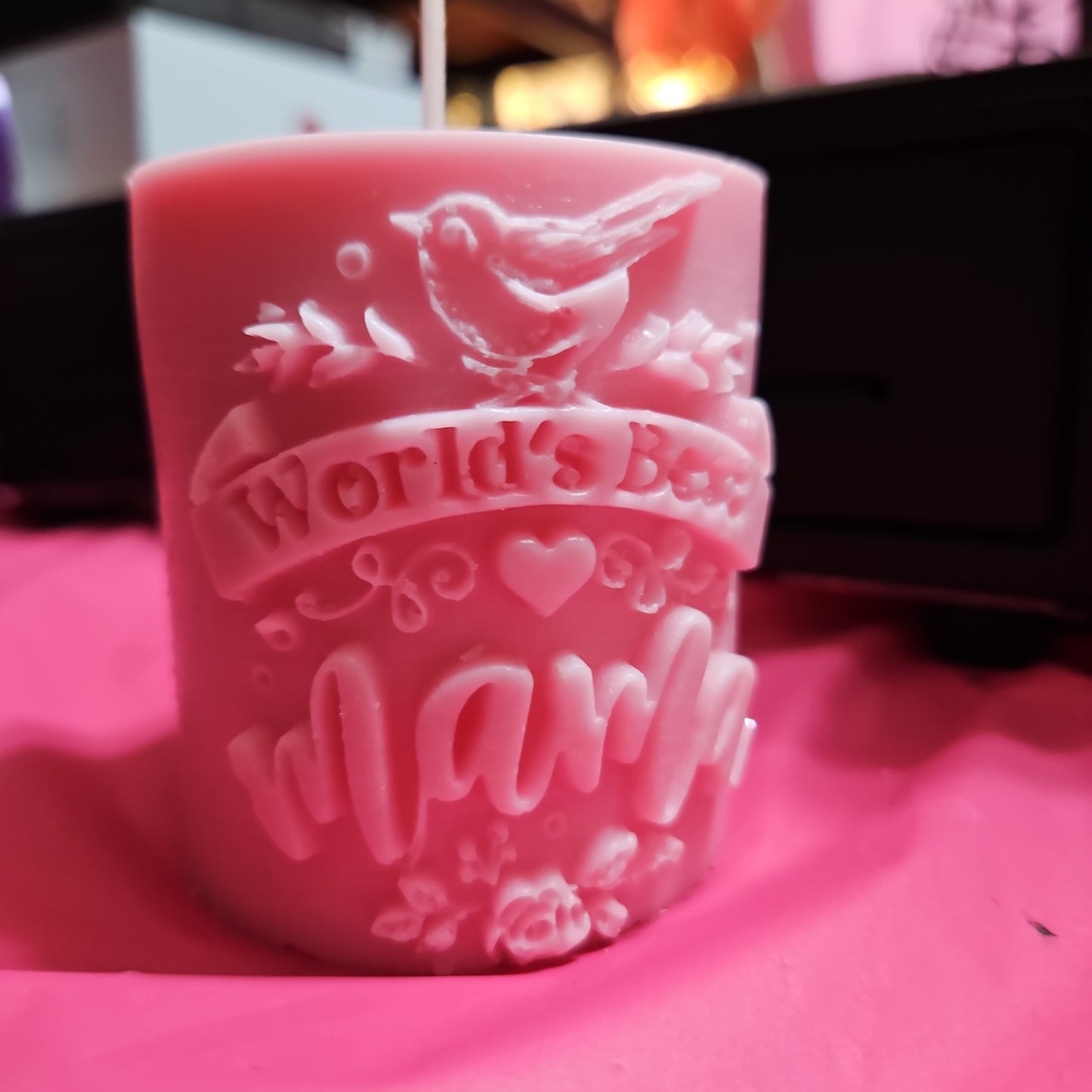 Strawberry, Scented world's best mama candle.