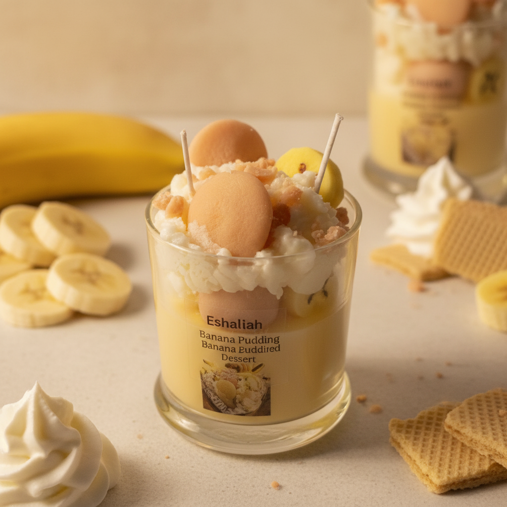 Banana Pudding Sundae Candle - Styled Background