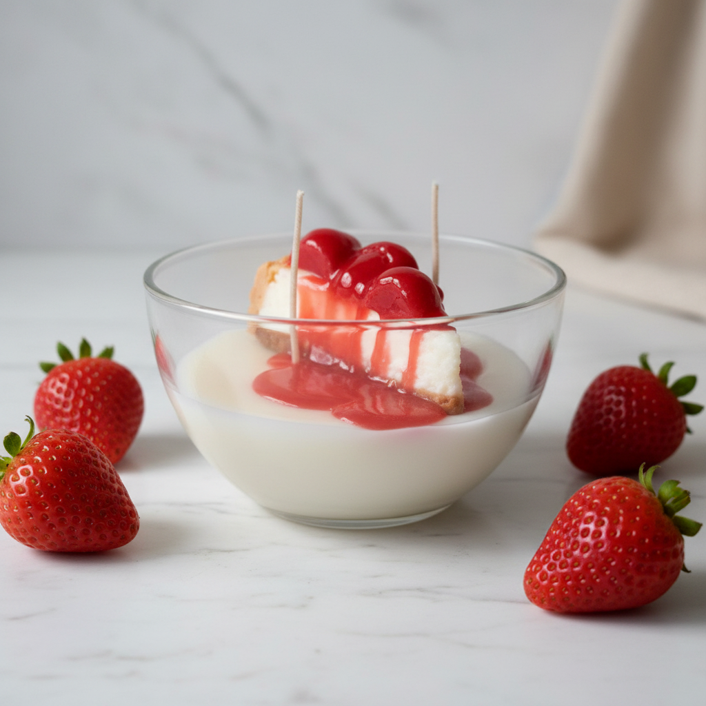 Strawberry Cheesecake Candle – White Marble